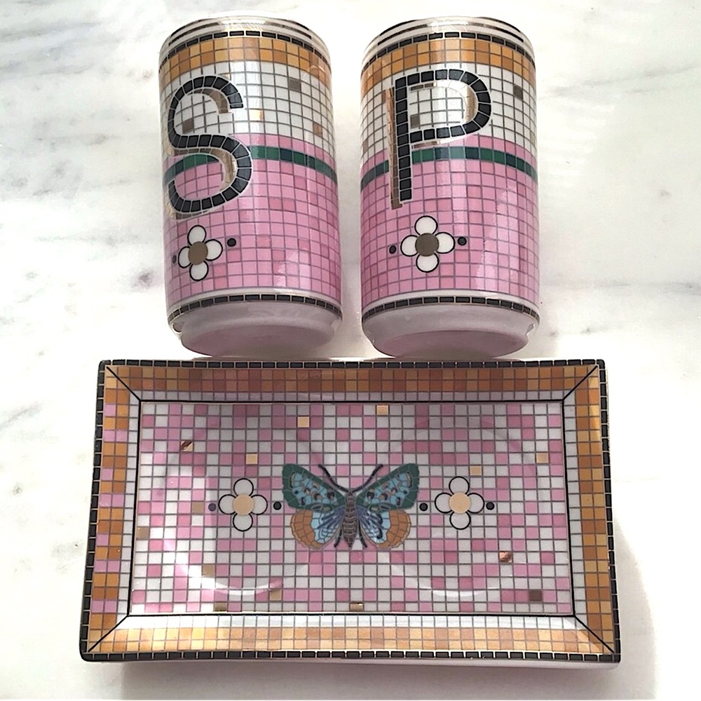 Anthropologie Bistro Garden Tile Salt and Pepper Shakers New In Box NWT RARE